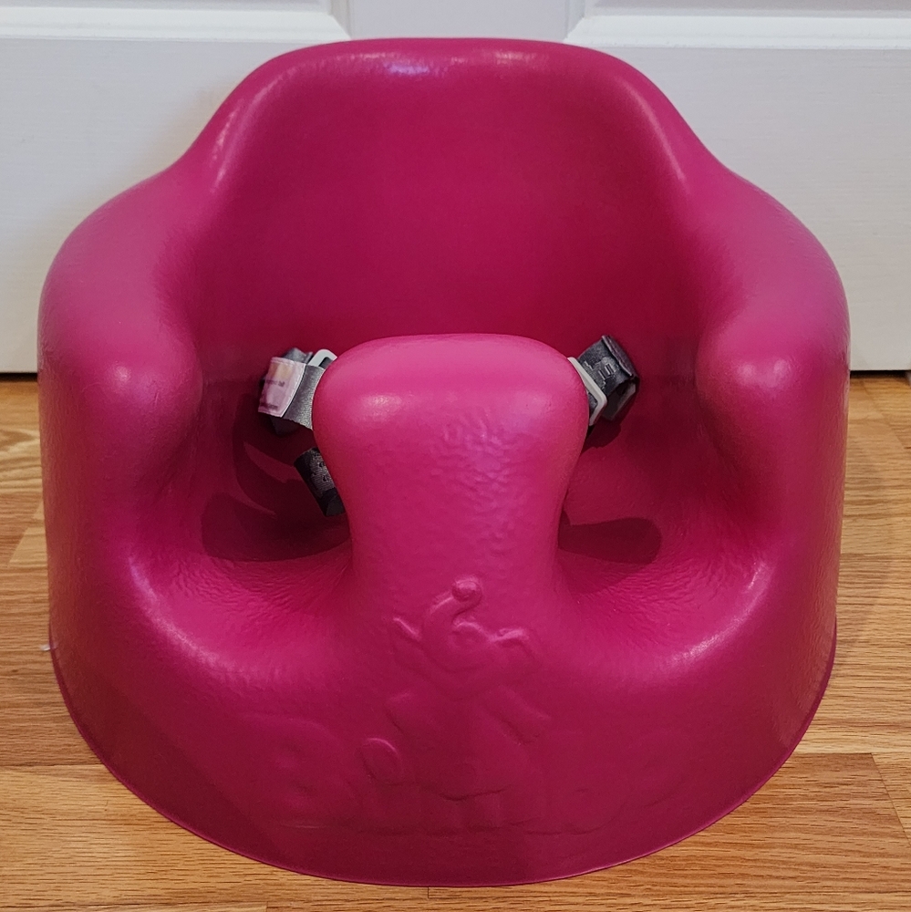 Like New! Bumbo Infant Floor Seat in Pink With Harness/Straps